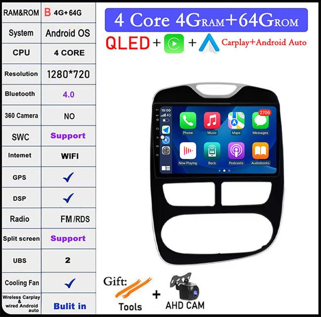 10" For Renault Clio 4 2012-2016 Carplay Car RadioMultimedia Video Player Android Auto 4G WFIGPSNavigation DSP Stereo BT
