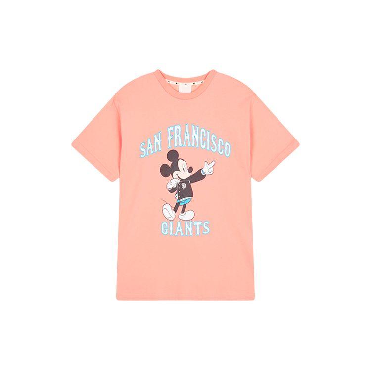 MLB X Disney New York Yankees Basic Print Crew Neck Short Sleeve T-Shirt Unisex T-Shirts Pink 31TSK3031-14O