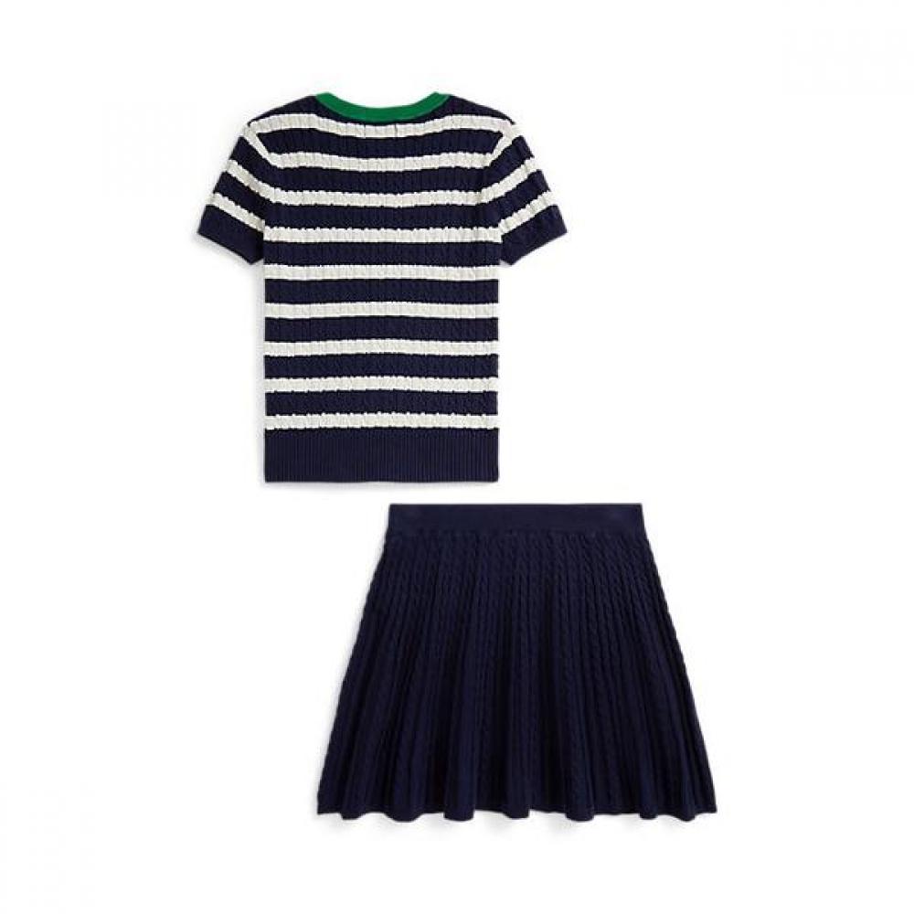 Polo Ralph Lauren Girls  Stripe Cotton Sweater   Skirt Set  Cwpo2stg2u20034410 