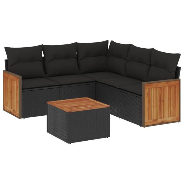 VidaXL Garden Lounge Set with Cushions 6 Pcs, Patio Sofas, Patio Furniture Set, Outdoor Furniture, Black 3227644