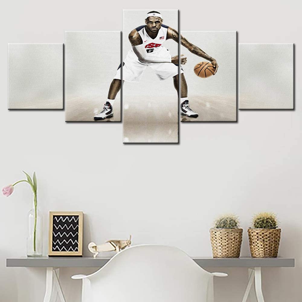 

5 шт., звезда баскетбола, спортивный тренажерный зал, фотографии, холст, настенный художественный постер без рамки, 5 панелей, декор для комнаты, современный абстрактный 5 шт.