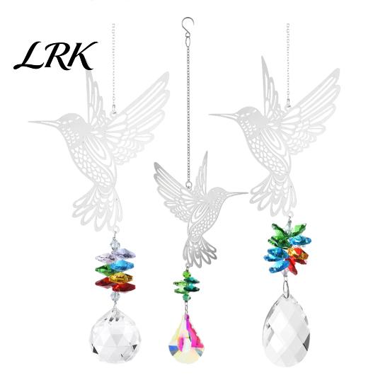 Faux Crystal Suncatcher Hanging Metal Hummingbird Suncatcher, Prisms Window Colorful Light Prism Decor Rainbow Maker Ornament for Garden, Home