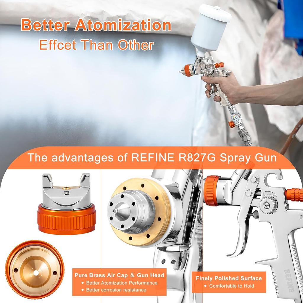 Auto Paint Spray Gun Kit with 1.4/1.7/2.0mm Nozzles, 600cc Cup, Air Regulator for Cars, Home & DIY Painting