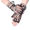 Breathable Half Finger Bridal Gloves with Lace Flower Pattern Wedding Ceremony Formal Occasion Handwear for Bride