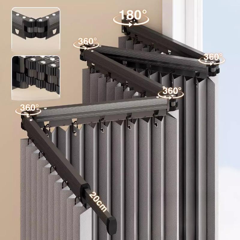 Foldable Shower Curtain Rod for Bathroom and Toilet, No Need To Drill Holes, Dry-wet Separation, C-shaped Waterproof Shower