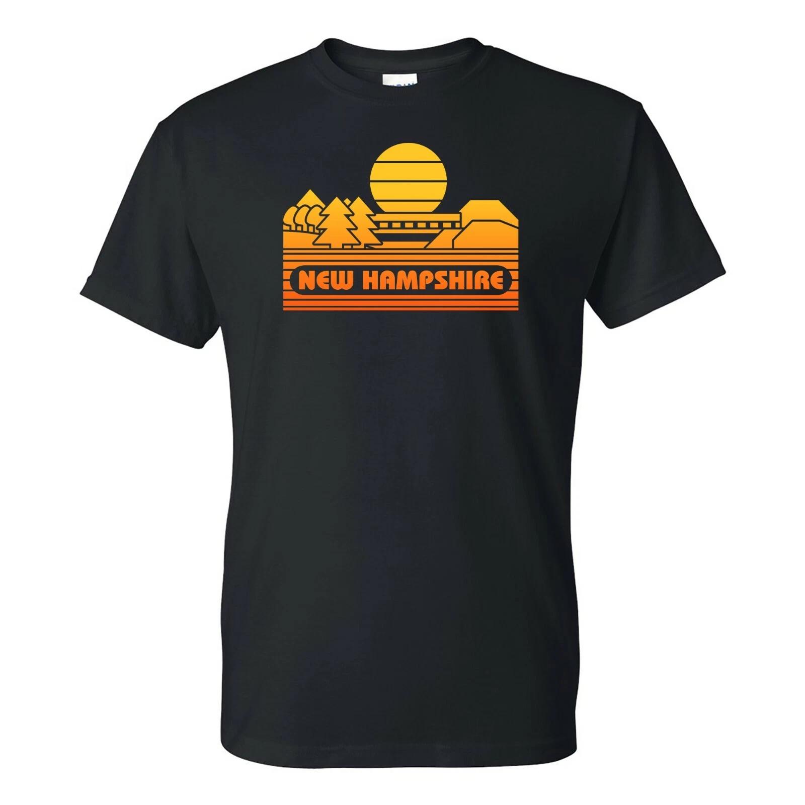 New Hampshire Groovy Sunset - Landscape Vacation Home State T Shirt - Black 4XL