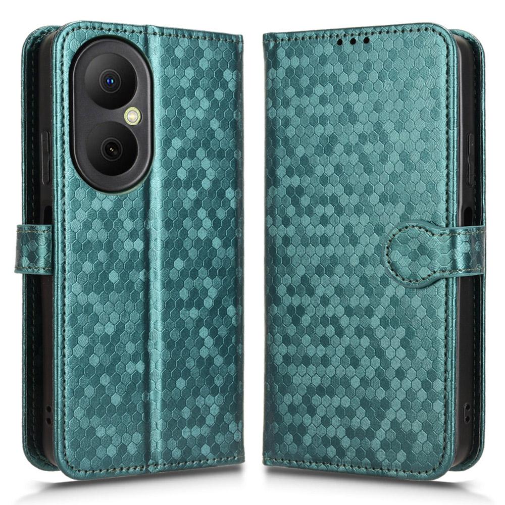 For Huawei Nova Y73 4G/Enjoy 80 Wallet Case Dot Pattern Imprint PU Leather Phone Cover with Wrist Strap