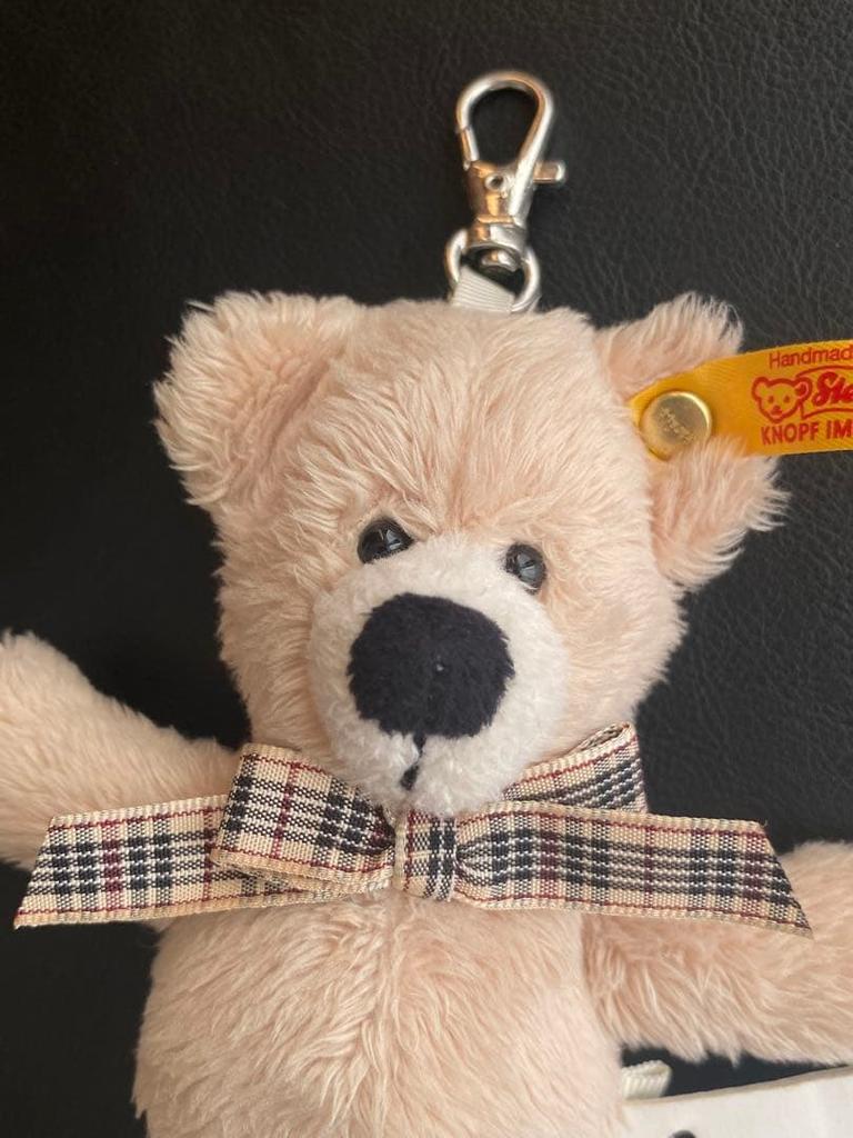 [USED] Old Steiff Teddy Bear Plush Keychain Beige with Paper Tag