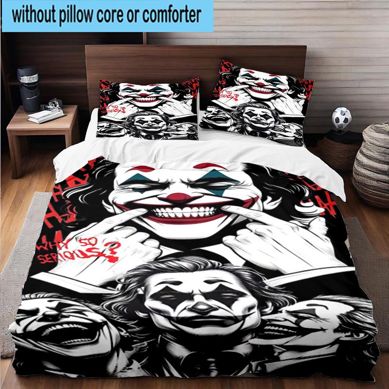3PCS Cool clown Pattern 3pcs Bedding,Including 3PCS Duvet Cover And 2pcs Pillowcases Perfect for Christmas,Ideal for Bedroom, Dormitory