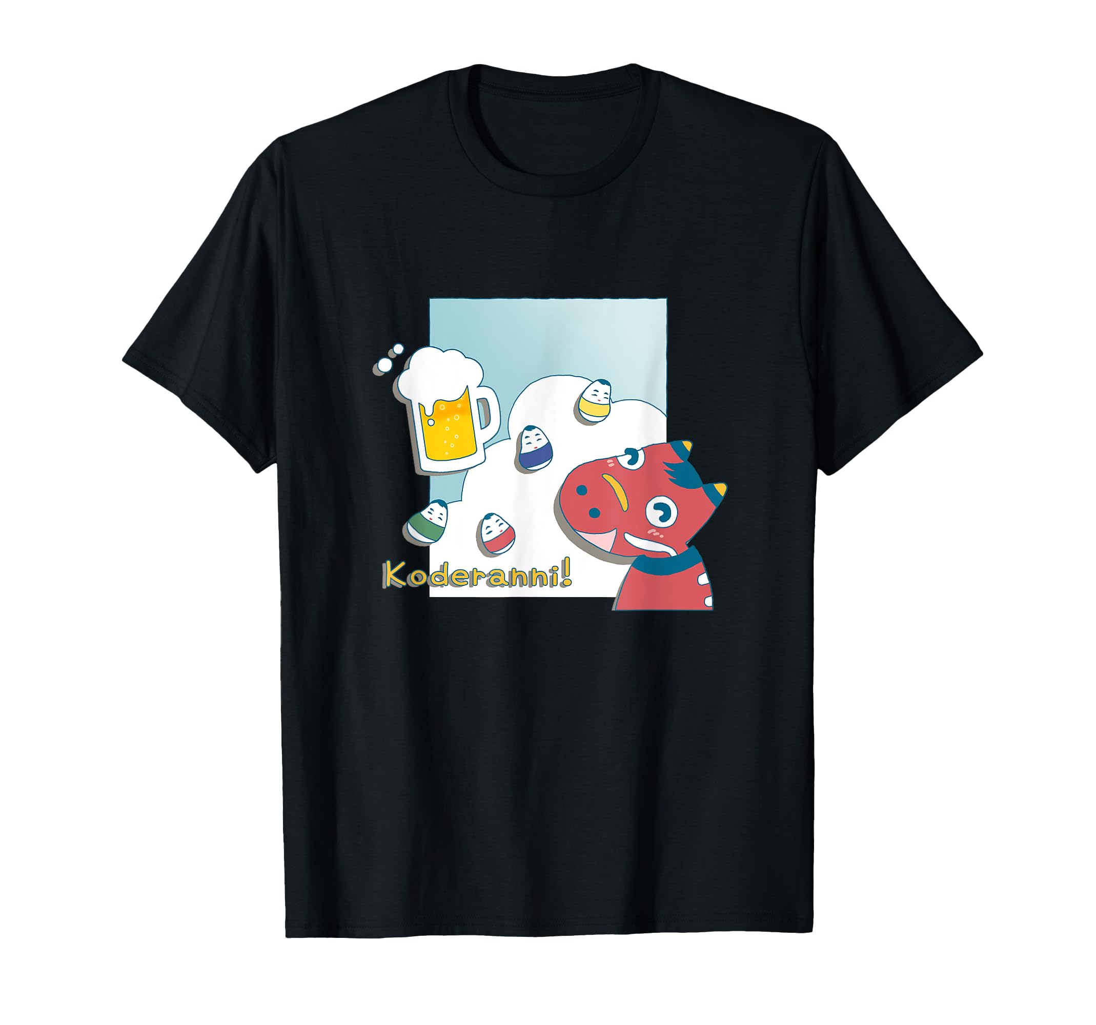 

Koderanni! Akabeko, Okiagari Koboshi, Beer, Dialect, Fukushima, Aizu, Extremely Hot Summer, Ice-Cold Mug, Men s and Women s T-Shirt