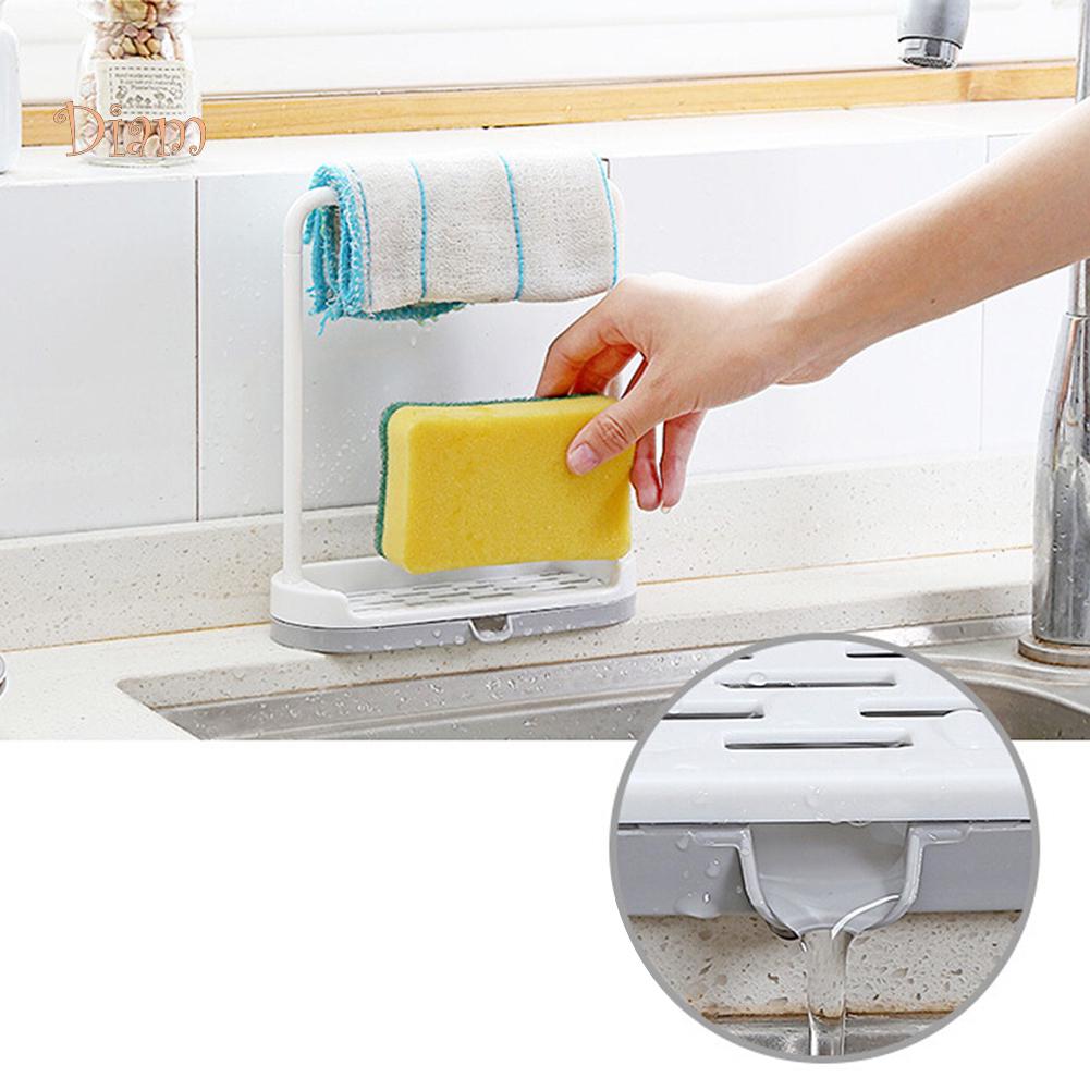 NO.HS Desktop Dish Towel Cleaning Sponge Holder Groove Organizer Storage Rack Towels Wash Cloth
