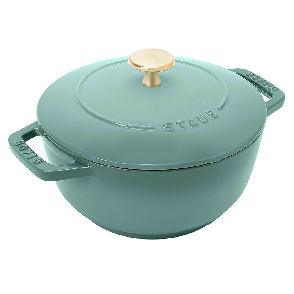 

staub Eucalyptus M Two Hand Cast Enamel Pot Rice Cooker 2 Cups IH Compatible Japanese Product with Serial Wanabe 18cm [Authorized Number] Wa-NABE евкаліптовий