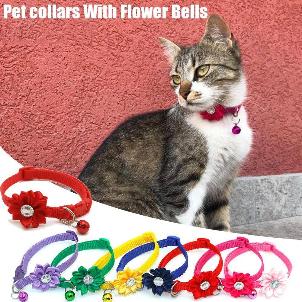 

Маленький колокольчик для питомца, ошейник с цветком, регулируемое кольцо для шеи собаки, ожерелье с цветком для кошки, аксессуары для собак