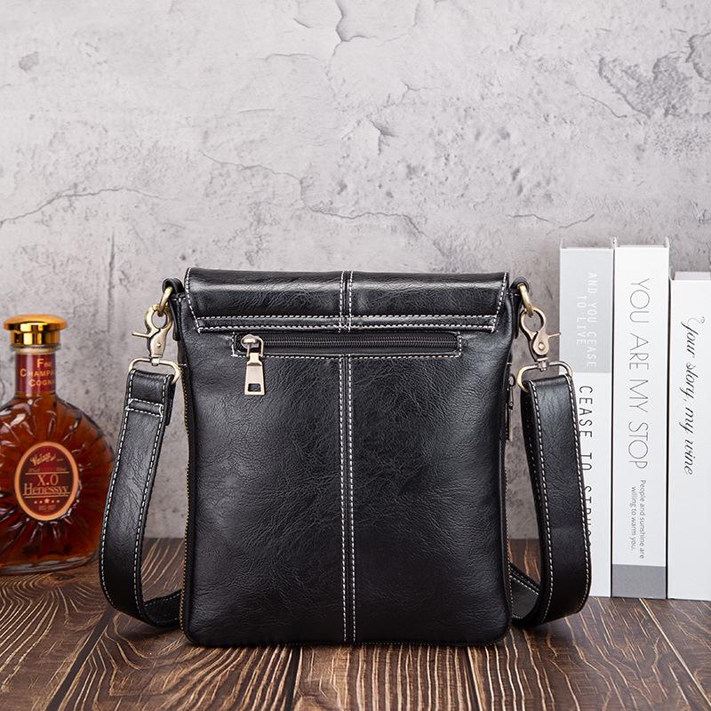 Men's Soft Leather Korean-Style Casual Messenger Bag – Small Vertical Flip Shoulder Bag