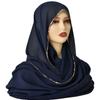 Hot-selling popular pearl chiffon chain scarf solid color chiffon light and breathable yarn head scarf