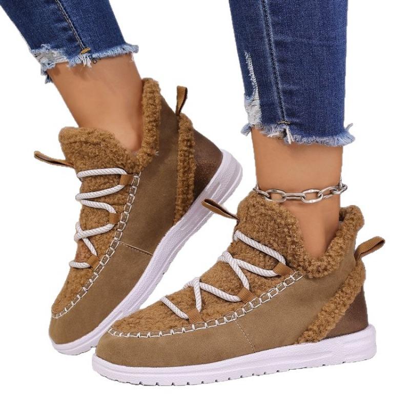 Women's Plus Size Fashion Minimalist Mid Calf Snow Boots Winter Fleece Lined Warm Korean Style Cotton Shoes