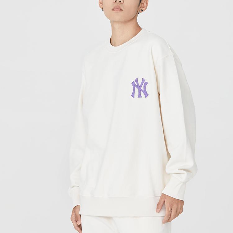 New MLB Cashew Flower Sweatshirts Unisex Ecru 3AMTI0126-50CRS
