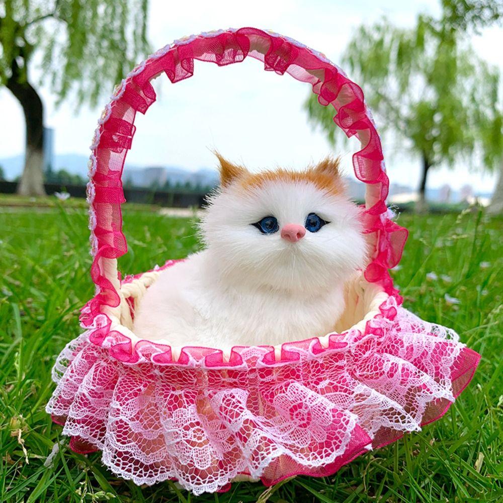 Plastic Flower Basket Cat Simulation Cat Toy Cute Cat Ornament