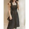 Ladies' Polka Dot One Shoulder Dress Women's Polka Dot Single-Shoulder Suspender Dress