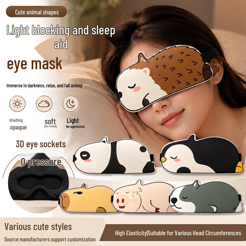 3D Cartoon Koe Slaapmasker: Lichtblokkerende Schattige Dierenoogbescherming voor Volwassenen voor Reizen en Dutjes