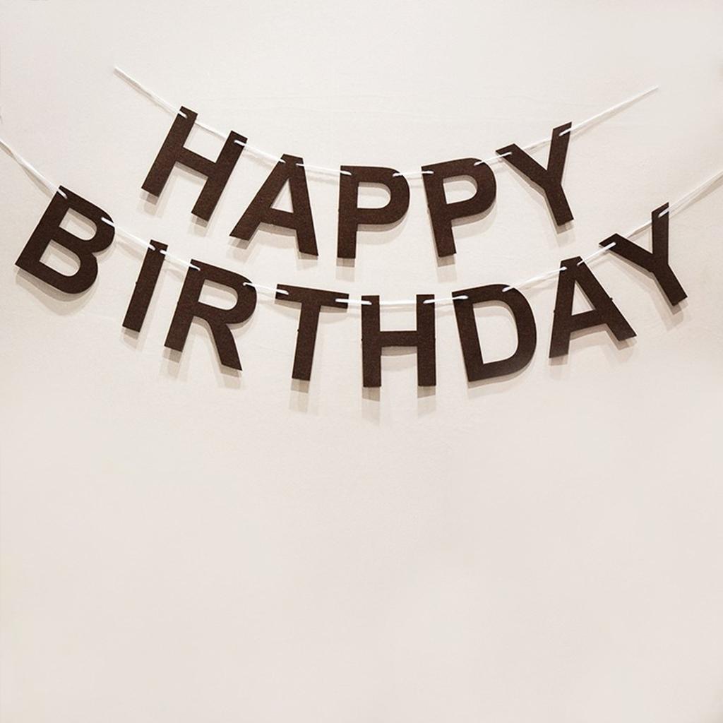 Brązowy Filcowy Baner Znak Happy Birthday Boho 1. 2. Urodziny Dekoracja Szurek Sznurek Wisząca Flaga Numer Dekor Dziecko Baby Shower