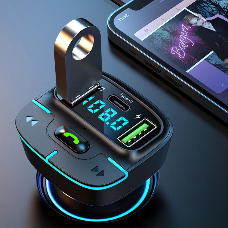 Car Music Adapter Wireless Fm Transmitter Radio Receiver Hifi Bass Car Accessories Led Display Wireless Radio For Vehicle Car