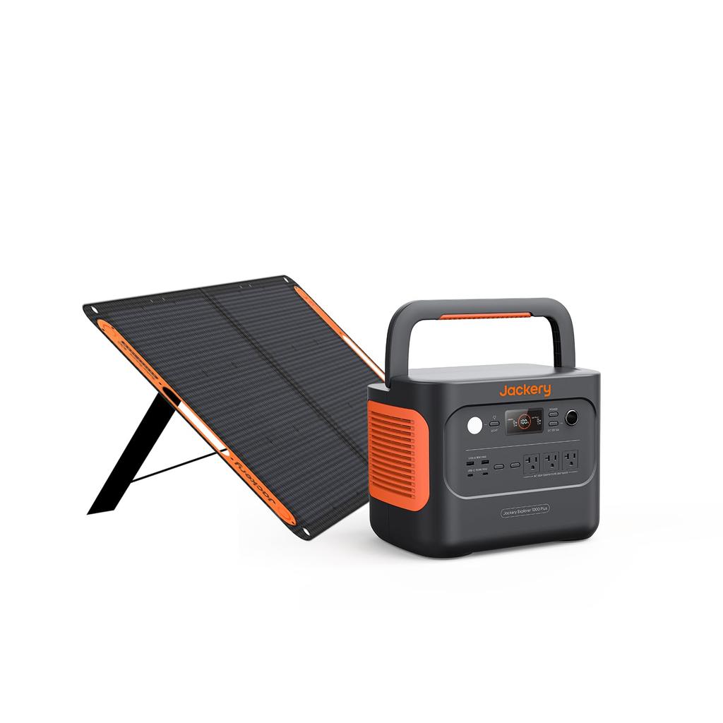 Jackery Solar Generator 1000 Plus Portable Power Supply 100W Solar Panel SolarSaga100 1 Piece Set of 2 Iron Phosphate 1264Wh Large Capacity AC Output