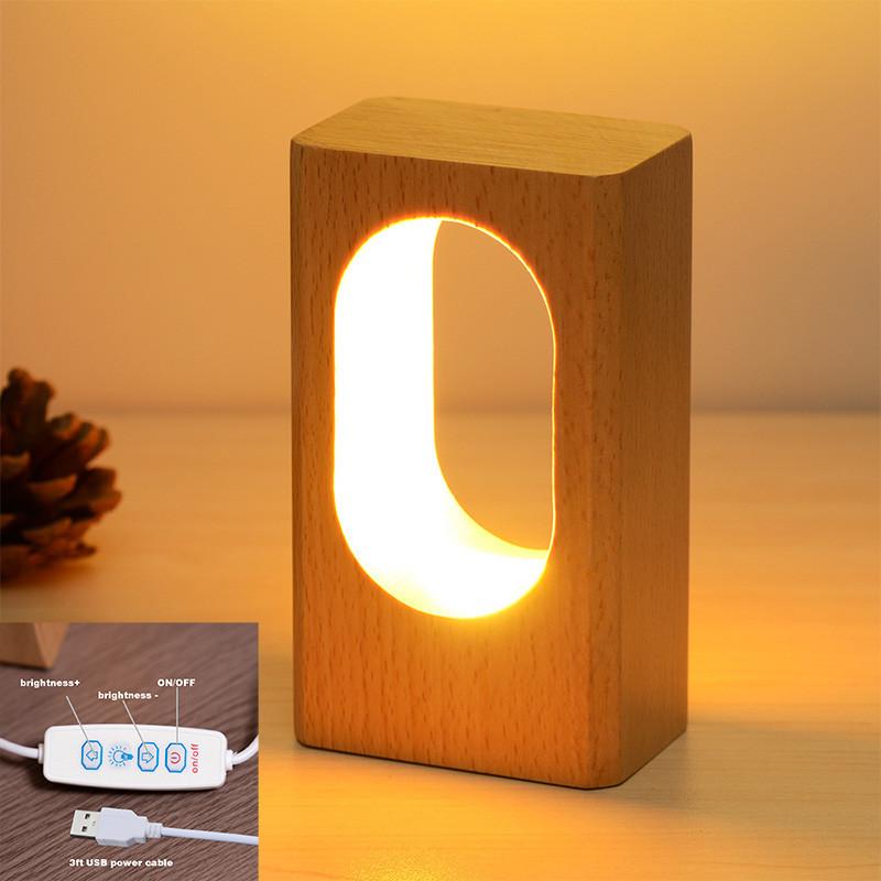 

Solid Creative Wood Led Night Light Usb Table Lamp European Style Decorative Gift