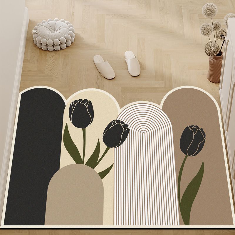 Diatom Mud Mat Simple Flower Water-absorbent Quick-drying Bathroom Mat Household Dirty and Wear-resistant Toilet Mat