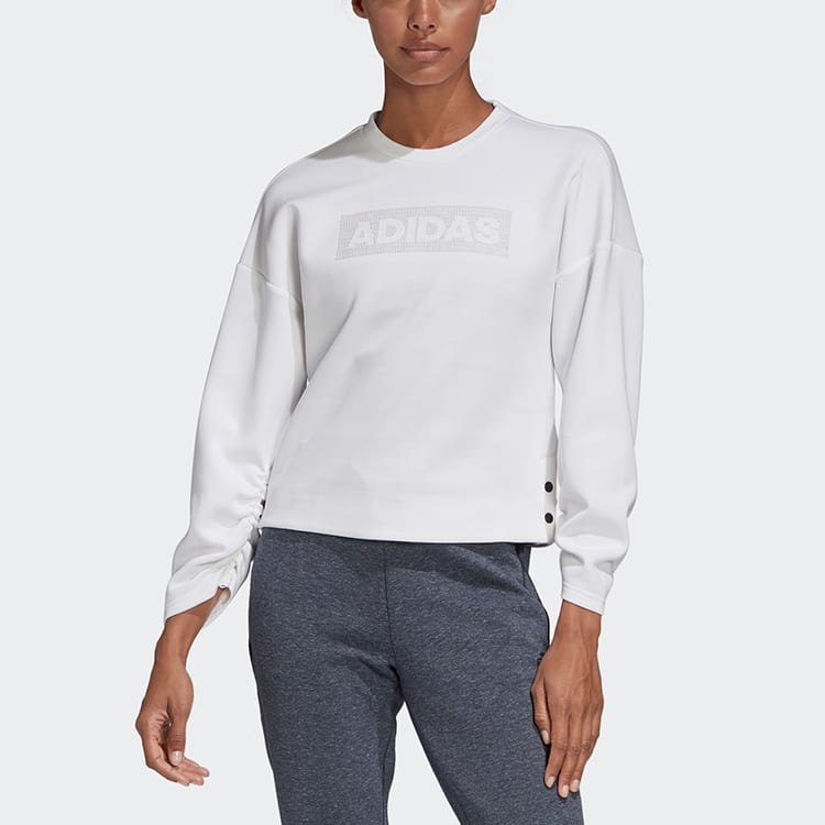 Adidas Sweatshirts Women's White Crew Neck Moderate Regular FR5980