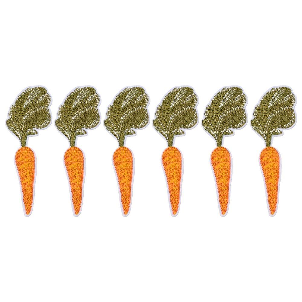 6pcs Carrot Pattern Iron on Patches Cotton Carrot Patches Sew on Patches Backpacks