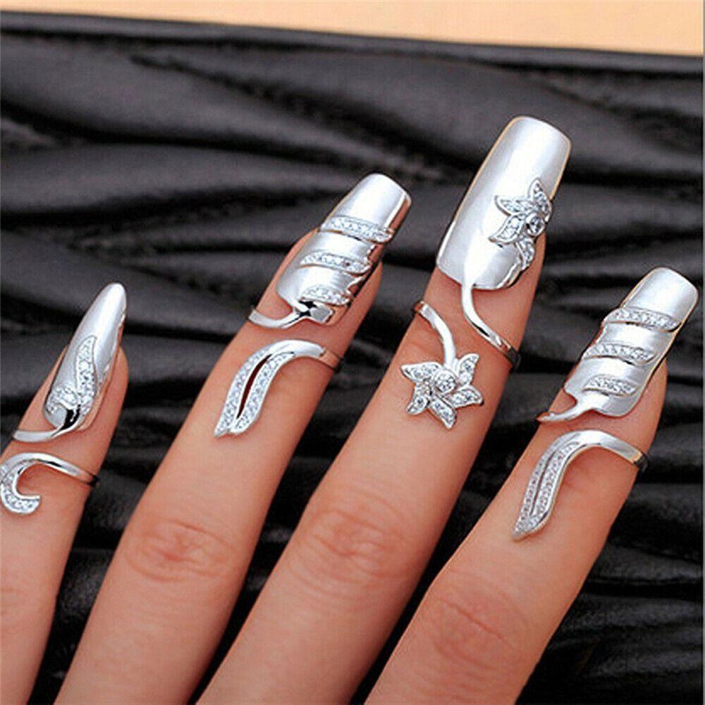 Ring Rhinestone Niche Design Women Nail Ring Fingernail Protective Finger Ring Fashion Jewelry