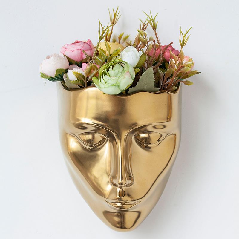 Resin Decorative Vases, DIY Handmade Mask Flower Pots, Indoor Wall Mounted Flower Pots, Outdoor Garden Wall Decorations