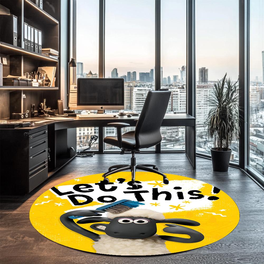 Shaun the Sheep Printed Round Rug Carpet Chair Rug Area Rug Entryway Doormats,for Office Chair Living Room Bedroom Kitchen Room.