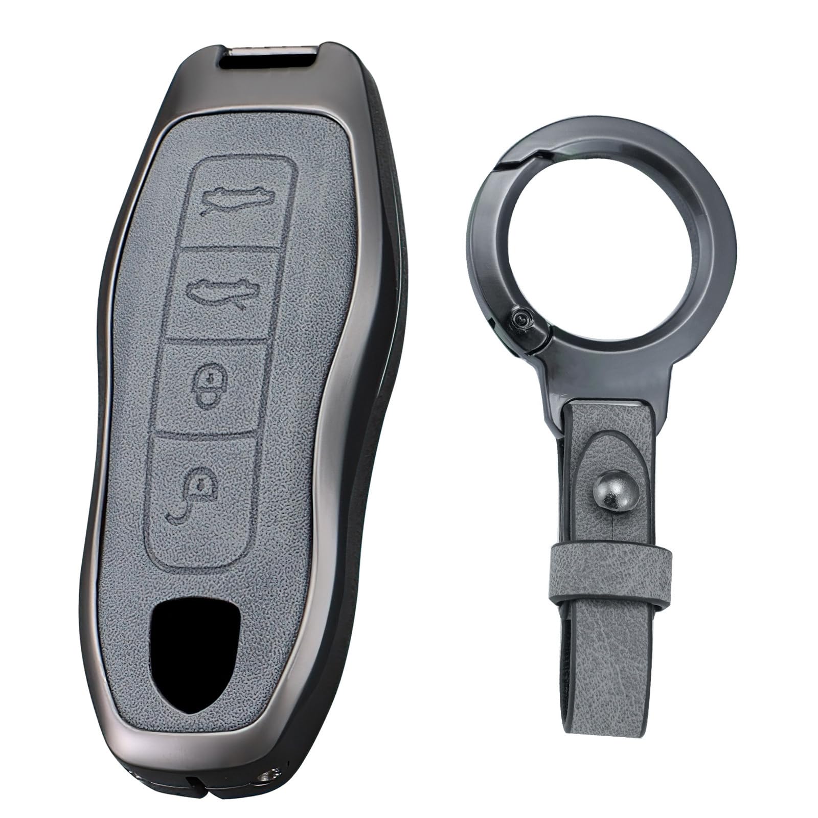 

KUNIO Porsche Key Key Key PU for Porsche Carrera Cayenne Heavyweight 4 B Gray Case, Cover, Holder, Leather, Alloy, Macan, 4S, 992, 918, Taycan, 911,