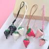 1 Piece Cute Handmade Leather Fruit Keychain Leather Strawberry Bag Charm Pendant Creative Car Decoration Diy Accessories