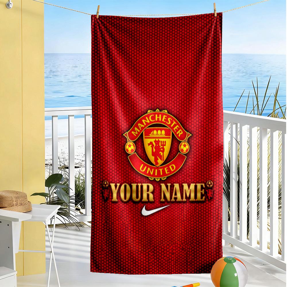 Manchester Customized Name Beach Towel Quick-Dry Soft Microfiber Perfect for Traveling Yoga Camping and Swimming