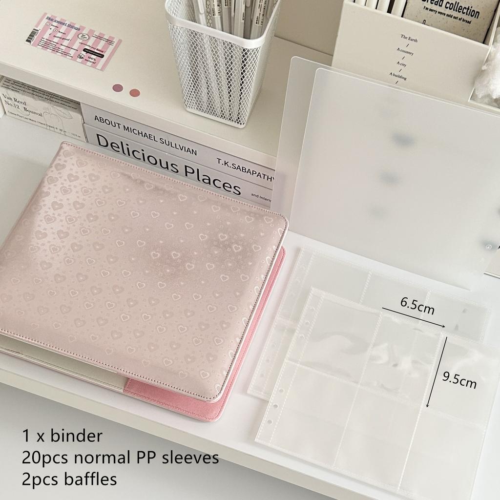 MINKYS Original Design Glittery Love Heart PU 6 Space Kpop Photocard Binder Collect Book Idol Photo Card Holder Photocards Album