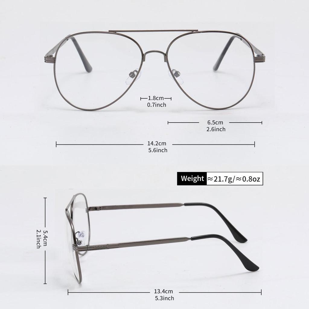 European & American Double Bridge Square Aviator Sunglasses - Stylish Simple Half-frame Flat Lenses