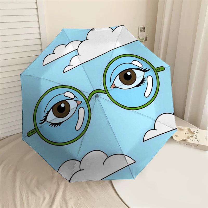 

1PC eyes glasses Umbrella-8-Rib Reinforced Portable Folding Travel Suitable for All Seasons Outdoor Daily Use-J350