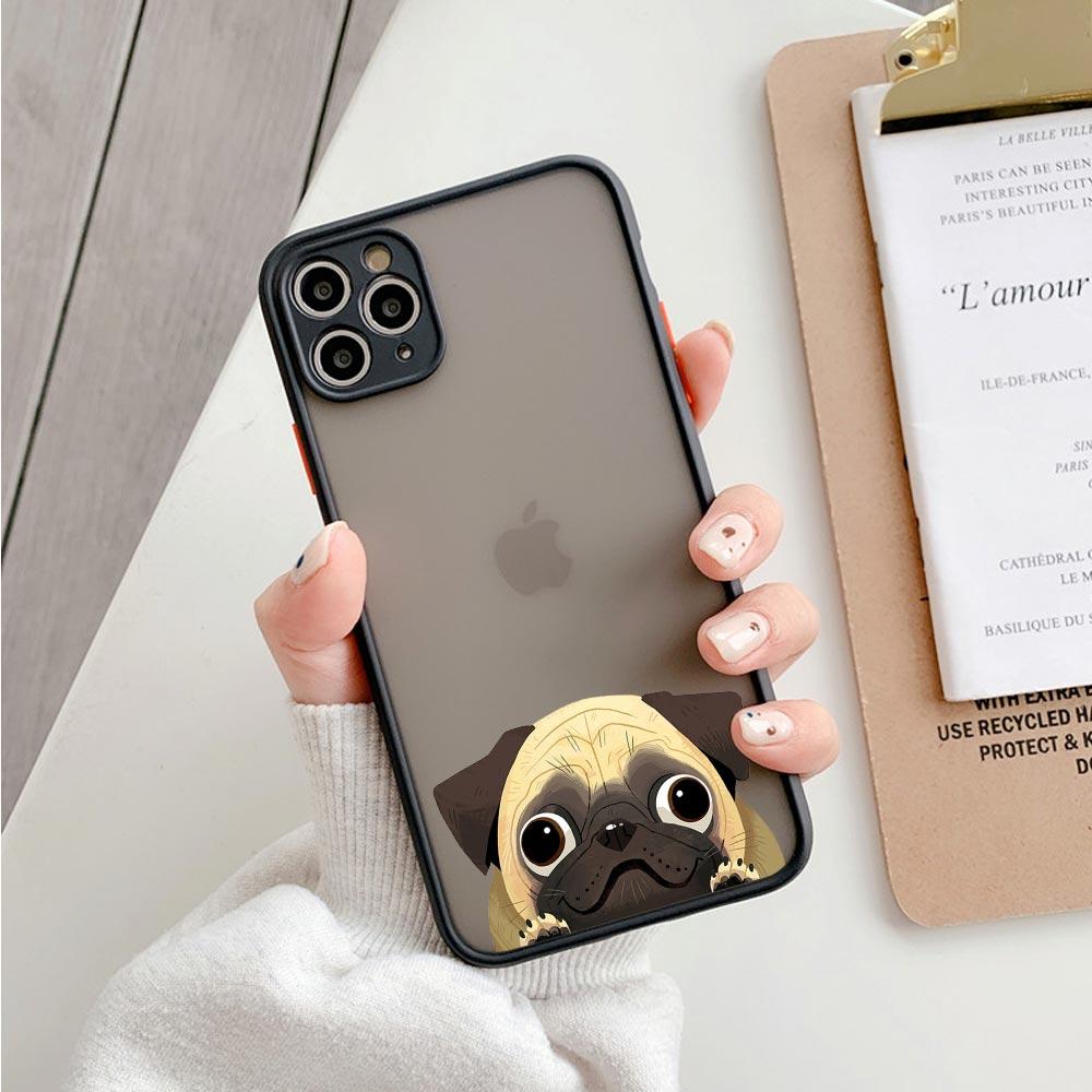 

Funny Pug Dog Luxury Armor Matte Apple Case For iPhone 15 13 14 12 11 Pro Max XS 7 8 Plus Mini Clear Fundas Cover French Bulldog iPhone 14