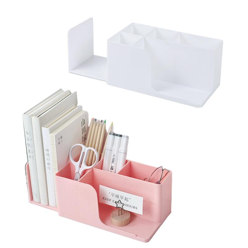 Multi-functional Storage Box Retractable Desktop Stationery Book Pen Holder Stand Cosmetics Makeup Tools Organizer