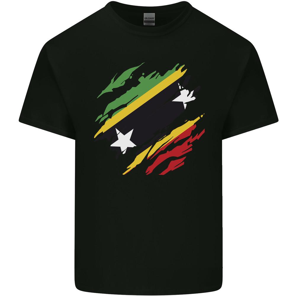 Torn Saint Kitts and Nevis Flag Day Football Mens Light Cotton T-Shirt Unisex T-Shirt XXXXL