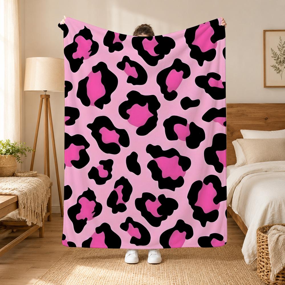Leopard Print Animal Print Pattern Throw 240g flannel blanket, suitable for sofas, beds, offices, exquisite gift blankets