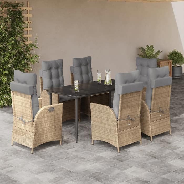 VidaXL Garden Dining Set with Cushions 7 Pcs, Patio Table and Chair, Patio Furniture, Outdoor Furniture, 3213260