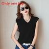Silk Cotton Sleeveless Vneck T Shirt For Women With Breathable Fabric Summer Casual Wear