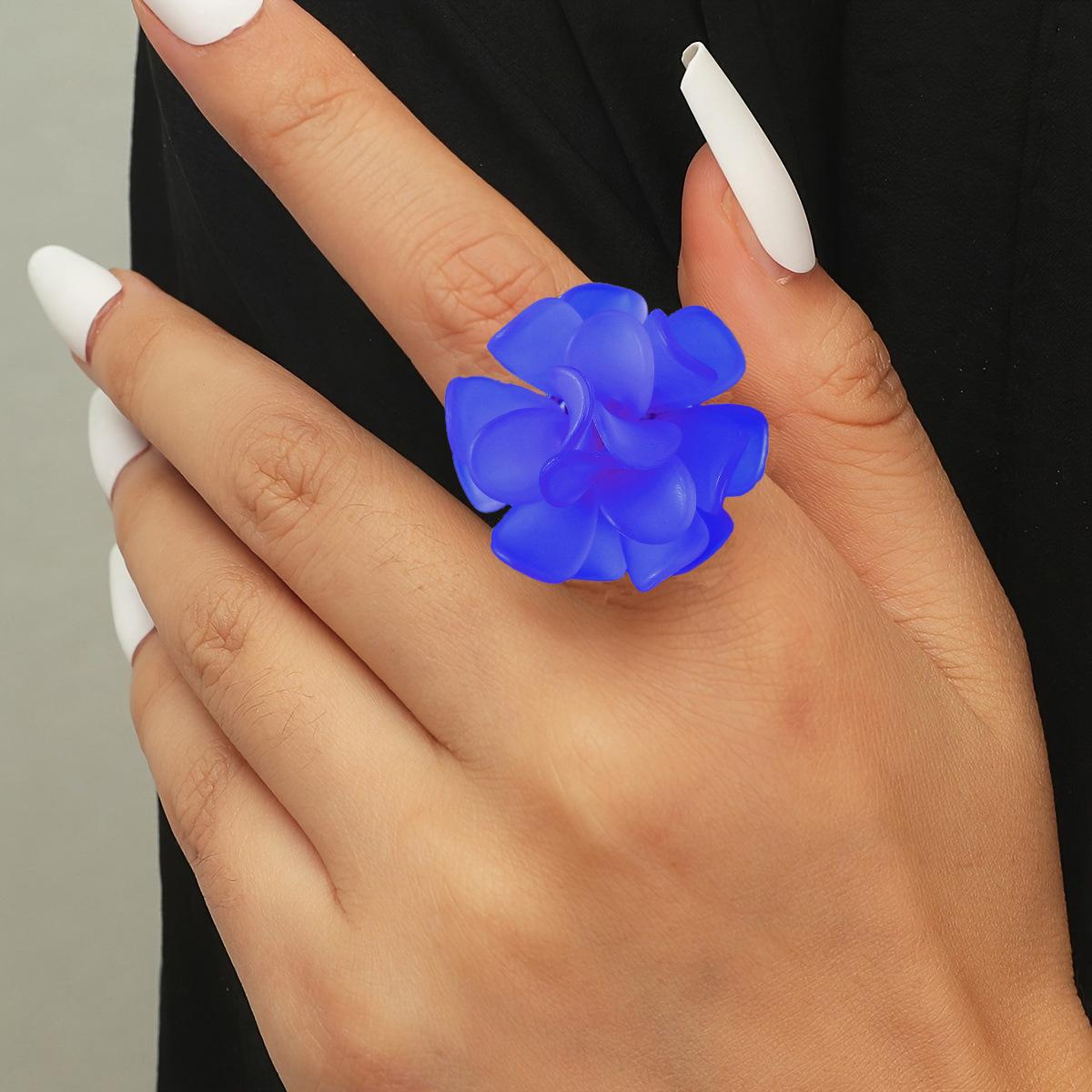 

New Korean Rings for Women Girl Exaggerated Flower Rings Female Anillos Wedding Engagement Party Ring Valentine s Day синій