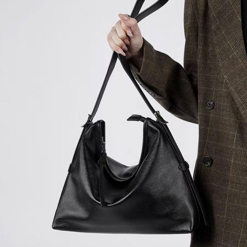 Genuine Leather Womens Shoulder Underarm Tote Bag Vintage Litchi Grain Top Grain Cowhide Crossbody Luxury Commuter Handbag
