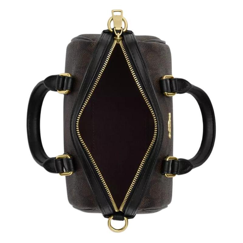 Coach Rowan 18 Classic Old Flower Print Zipper Closure Coated Canvas Shoulder Crossbody Handbag Small Women's Brown