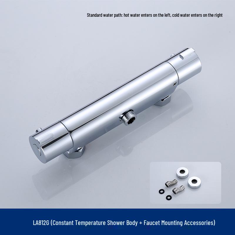 Vollkupfer Wandmontiertes Thermostatisches Duschset mit Wannenmischer & Temperaturregulierungsarmatur